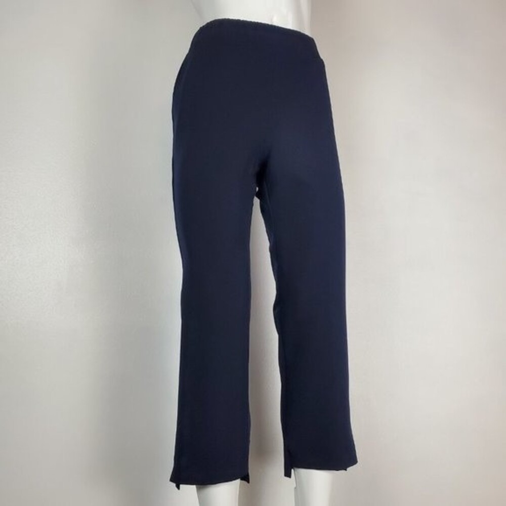 Navy High-Waist Cropped Trousers